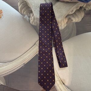 Daniel Cremieux Geometric Tie in Navy and Gold